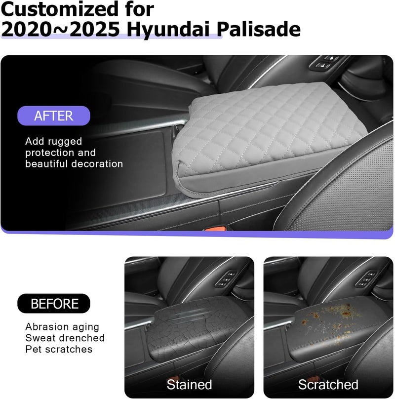 LUWU 2025 Palisade Center Console Cover Compatible with 2020-2024 2025 Palisade Accessories Armrest Cover Center Console Pad Armrest Console Cover (Thick Off-White) - Image 2